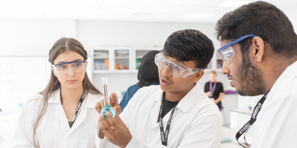 Trinity Sixth Form Academy students in science lab
